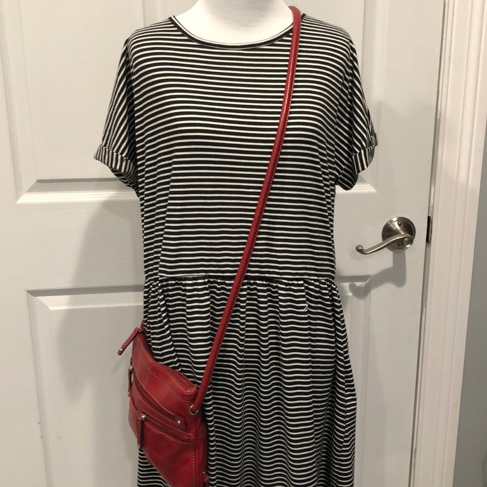 Red leather Tignanello crossbody handbag